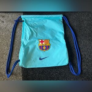 MWOT Nike FC Barcelona Soccer Drawstring Bag Gym Sack w/Zipper Pocket